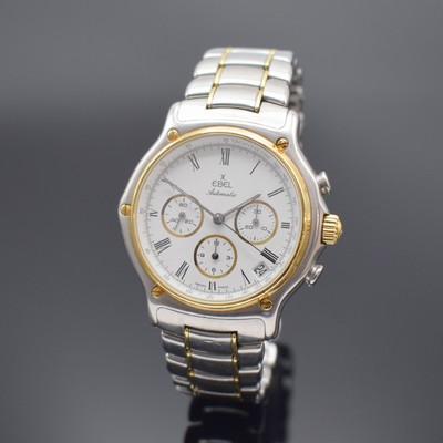 EBEL Herrenchronograph mit El Primero Werk Referenz 1134901, Schweiz verk. lt. beil. Pap. 03/1989, Automatik, Edelstahl/Gold kombiniert, Boden ...