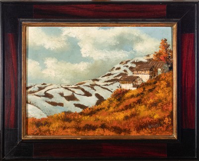 Sergio Zaffanello,1925-2009, Herbstlandschaft, Öl/Kupferplatte, signiert, ca. 30 x 40 cm, rückseitig auf Gemäldebrief betitelt "Autunno"