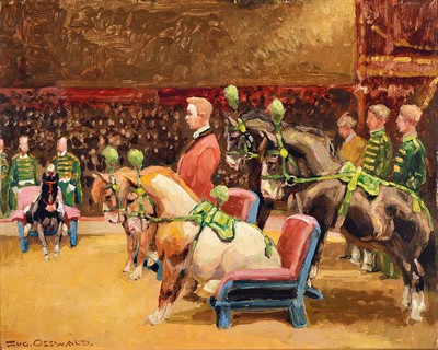 Eugen Osswald, 1879 Stuttgart-1960 München, Studium an der Akademie München bei Tiermaler Heinrich von Zügel, Reisen mit großen ...