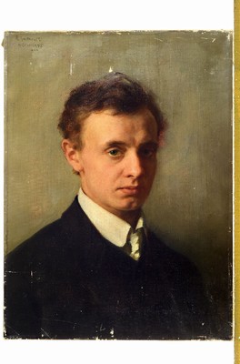 Carl Hochhaus, 1852-1935 Berlin, Porträt eines jungen Mannes, Öl/Lwd, links oben signiert: s.l. Gustav von l.Y. C. Hochhaus 1906, mit mehreren ...