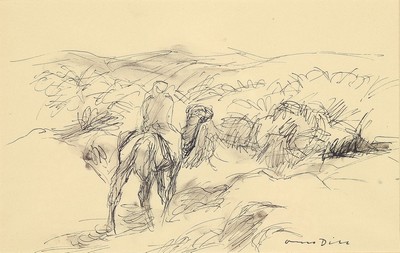 Otto Dill, 1884 Neustadt a.d. Weinstraße-1957 Bad Dürkheim, Beduinenreiter, lavierte Tuschfederzeichnung, rechts unten handsigniert, ca. 17.5x28cm, ...
