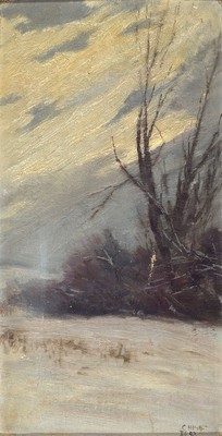 Carl Heinrich Hoff d.J., 1866 Düsseldorf-1904 Feldberg/Schwarzwald, Sturm über Winterlandschaft, Öl/Malkarton, rechts unten signiert C.H.Hoff ...