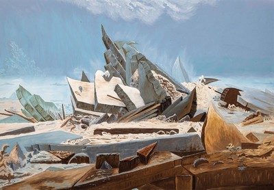 Unbekannter zeitgenössischer Künstler, Kopie nach "Das Eismeer" von Caspar David Friedrich, auch betitelt als "Die gescheiterte ...
