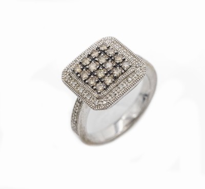 Diamant-Ring, 925er Silber, 24 8/8- Diamanten und 16 Brillanten zus. ca. 0,75 ct Weiß-Braun/si-p, RW 53