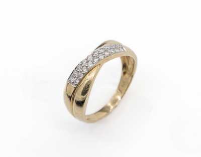 9 kt Gold Brillant-Ring, GG 375/000, 20 Brillanten zus. ca. 0.30 ct Weiß/p, RW 55, ca.2.3 g