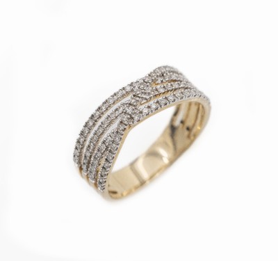 9 kt Gold Brillant-Ring, GG 375/000, 75 Brillanten zus. ca. 0.70 ct Weiß-l.get.Weiß/p,RW 54, ca. 2.9 g