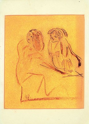 Zuschreibung: Heinrich Zille, 1858 Radeburg - 1929 Berlin, Kohlezeichnung auf Papier, zwei Frauen im Gespräch, monogrammiert, verso rote ...