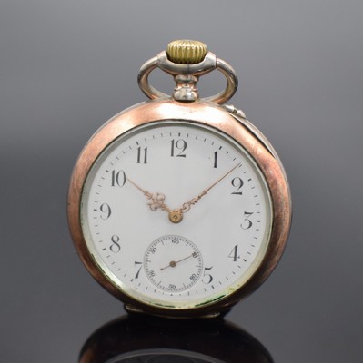 IWC offene Taschenuhr in 800er Silber, Schweiz um 1900, verg. Geh. dell., guill. Rückdeckel m. Monogrammspiegel, Silbercuvette m. Widmung, ...