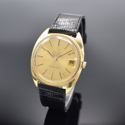 OMEGA Herrenarmbanduhr Constellation Chronometer in GG 750/000 Referenz 168009, Schweiz um 1967, Automatik, Boden m. Darst. Sternwarte verschr., ...