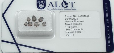 Lot Lose Diamanten 1.16 ct, 7 Diamanten inversch. Größen und Formen, Natural Fancy Deep to Fancy Dark Brown/vs-p1, verschweißt mit ALGT Expertise