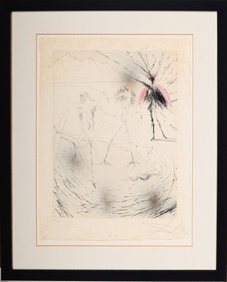 Salvador Dali, 1904 - 1989, "Femmes poules" Aquarell über Radierung auf edlem unbeschnit- tenem Japon nacré Papier, golderhöht, ...