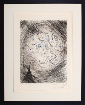Salvador Dali, 1904 - 1989, "Sator" Aquarell über Radierung auf edlem unbeschnit- tenem Japon nacré Papier, golderhöht, Unikatcharakter, ...