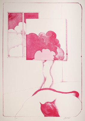 Bruno Bruni, geb. 1938, sechsfarbiger Siebdruck auf Karton, "Tra le nuvole", handsign., num. 9/40, WVZ:Nr. 49, ca.85x66,5 cm