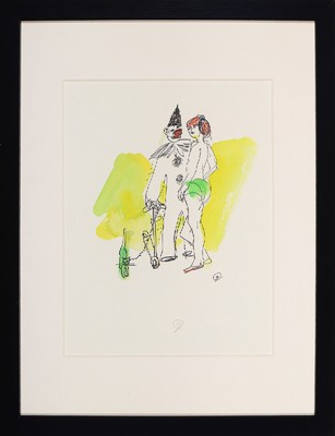 Dieter Goltzsche, geb. 1934, Aquarell über Stichätzung auf dickem 150 g/qm Hahnemühle Bütten-Kufperdruckkarton, monogrammiert, aus 2000, ca. 31 x ...