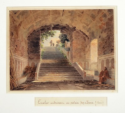 Jan Lubin Vauzelle, 1776 - Angerville- la-Gate - 1839 Paris, Schüler des Architekturmalers Hubert Robert u. Jean Charles Nicaise Perrin, hier: ...