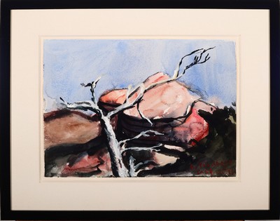 Klaus Fußmann, geb. 1938 Velbert, "O. Punchowl California", Aquarell/ festem Papier, handsigniert und dat. 83, Blattgr. 29 x 40 cm, Rahmen ...