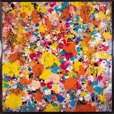 Doris Zeidlewitz, geb. 1959, Studium am Städel in Frankfurt und an der Hochschule für Gestaltung Offenbach, Hier: "Farbspiel", Acryl/Lwd, ...