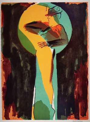 Allen Jones, geb. 1937, Offsetdruck auf festem Karton, handsign., nur wenige handsignierte Exemplare, Herausgeber:Galerie Kammer, aus dem Jahre 1983, ...