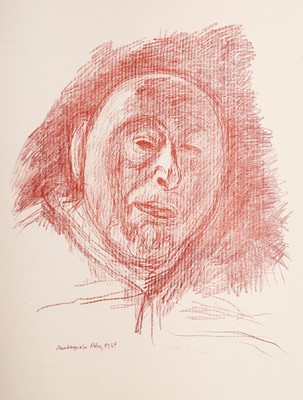 Hans Purrmann, 1880 - 1966, Farblitho auf Japon nacré-Papier, Selbstbildnis, handsign., num. 9/35, stammt aus dem Jahre 1965, Blatt ca. 66x51 cm