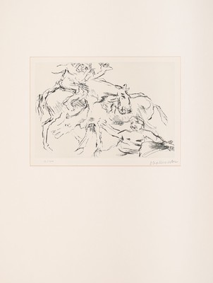 Oskar Kokoschka, 1886 - 1980, "Penthesileas Sturz bei der Verfolgung Achills" Kaltnadelradierung auf handgeschöpftem Auvergne-Bütten, ...