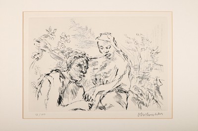 Oskar Kokoschka, 1886 - 1980, "Penthesileas und Achills Zwiegesprach", Kaltnadelradierung auf handgeschöpftem Auvergne-Bütten, Titel: ...