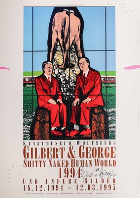 Gilbert & George, Offset auf Papier, handsigniert, nur wenige handsignierte Exemplare, aus 1994, ca. 84x59,5 cm