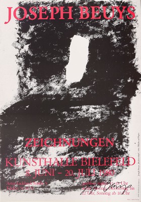 Joseph Beuys, 1921 - 1986, Offsetlithographie auf Papier, handsigniert, aus 1980, nur wenige handsignierte Exemplare, ca. 60,5x42,5 cm
