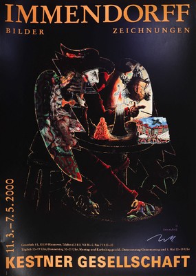 Jörg Immendorf, 1945 - 2007, Offsetlitho auf Papier, handsigniert, aus 2000, nur wenige handsignierte Exemplare, ca. 84x59,9 cm
