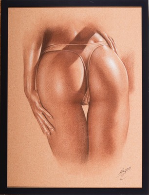 Denis Prenzel, geb. 1971, Pastellzeichnung auf dickem Papier, handsigniert, Akt, ,dat. 2021, Blattgr. 30 x 40 cm, unter Glas, Rahmen, Denis Prenzel ...