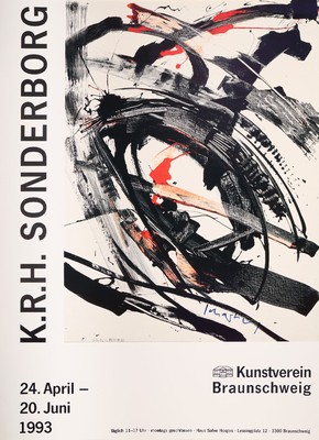 K.R.H. Sonderborg, Offsetlitho auf Papier, handsigniert, nur wenige signierte Blätter, aus 1993, Kunstverein Braunschweig, ca. 78.5 57.5 cm