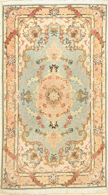 Täbriz fein(50 Raj), Persien, ca. 50 Jahre,Korkwolle mit Seide, ca. 130 x 76 cm, EHZ: 1-2