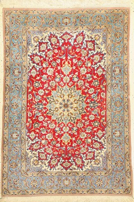 Esfahan fein, Persien, ca. 50 Jahre, Korkwolle mit und auf Seide, ca. 157 x 110 cm,EHZ: 1-2