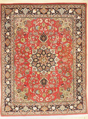 Täbriz fein(50 Raj), Persien, ca. 50 Jahre,Korkwolle mit Seide, ca. 203 x 155 cm, EHZ: 1-2, (Mottenfrass an dem Rändern)