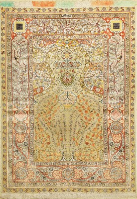 Hereke Seide fein, China, um 1950, reine Naturseide, (Metallbroschiert), ca, 153 x 112 cm, ca, 1 Mio Kn/qm, EHZ: 2