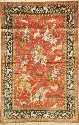 Ghom Seide, Persien, um 1950, reine Naturseide, ca. 160 x 104 cm, EHZ: 2(Fleckig)