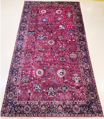 Agra Palastteppich, Indien, um 1940/1950, Korkwolle, ca. 565 x 298 cm, EHZ: 1-2