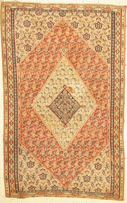 Senneh Kelim antik, Persien, um 1900, Wolleauf Wolle, ca. 198 x 125 cm, EHZ: 2(Fleckig)