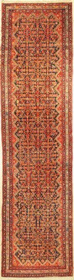 Antiker Malayer, Persien, um 1900, Wolle auf Baumwolle, ca. 395 x 105 cm, EHZ: 3(Mottenfraß)