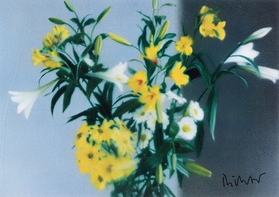 Gerhard Richter, geb. 1932, "Blumen", Offset-Lithografie nach einem Original von 1995, handsign., hrsg. Nord LB 2008, unter Plexiglas ...