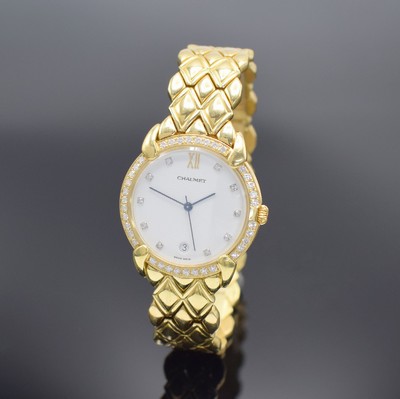CHAUMET Armbanduhr Elysées in GG 750/000, Schweiz/Frankreich um 2000, quarz, 3-teil. Geh. inkl. orig. Gliederband m. dopp. Faltschl., Boden ...