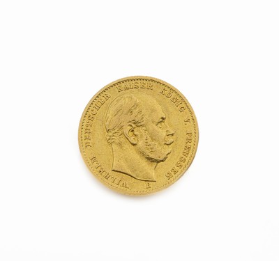 10 Mark Goldmünze, Deutsches Reich, 1875, Wilhelm Deutscher Kaiser König von Preußen, Prägemarke B