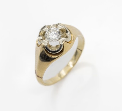 14 kt Gold Brillant-Ring, GG/WG 585/000, Brillant-Solitär ca. 0.80 ct l.get.Weiß/si 1, total ca. 10.7 g, RW 67