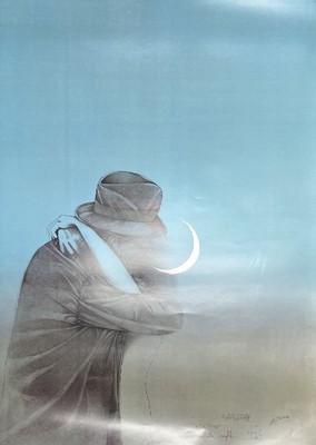 Bruno Bruni, geb. 1935 Gradara/Italien, Notte turca, großformatiges Farboffset von 1984, handsigniert, ca. 134x97cm
