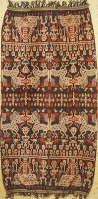Sumba Ikat alt, Indonesien, um 1920, Baumwolle, ca. 225 x 120 cm, EHZ: 1, gebraucht, 2 Bahnen