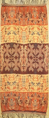Sumba Ikat alt, Indonesien, um 1930/1940, Baumwolle, ca. 250 x 110 cm, EHZ: 1, gebraucht, 2 Bahnen.