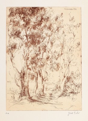 Gerd Eich, 1951 Püttlingen-1995 Kirkel, 3 Radierungen: Baumgruppe, bez.: e.a., handsign., ca. 30x22cm, u.Gl., R. ca. 52x41cm, 2x Blumenstillleben, ...