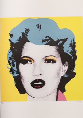 Banksy, Lithografie, "Kate Moss", sign., num. 48/60, mit dem typischen Trockenstempel, ca. 70x50 cm