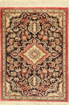 Ghom Seide, Persien, ca. 50 Jahre, reine Naturseide, ca. 80 x 58 cm, EHZ: 1-2