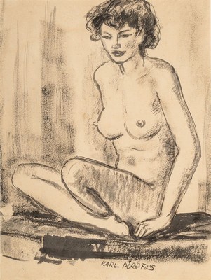 Karl Dörrfuß, 1906-1984 Fürth, Studium an der Kunstgewerbeschule Nürnberg, 2 Akte, 1x Gouache auf Papier, sign., ca. 39x29cm, PP, u.Gl., R. ca. ...
