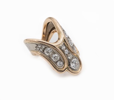 18 kt Gold Diamant-Designerring, RG/WG 750/000, 18 Altschliffdiamanten zus. ca. 2.5 ct Weiß-l.get.Weiß/si-p1, RW 50, ca. 14.0 g
